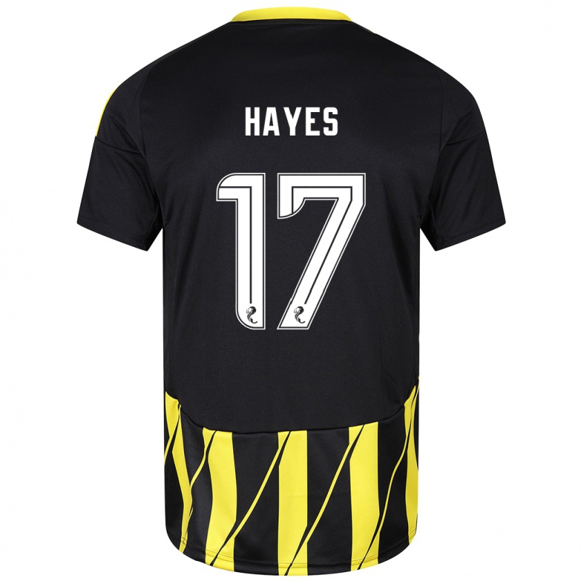 Kandiny Dames Jonny Hayes #17 Zwart Geel Uitshirt Uittenue 2024/25 T-Shirt