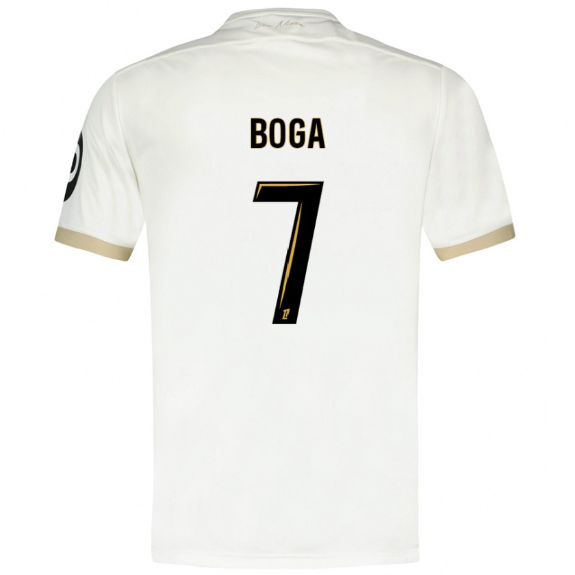 Kandiny Mujer Camiseta Jérémie Boga #7 Blanco Dorado 2ª Equipación 2024/25 La Camisa