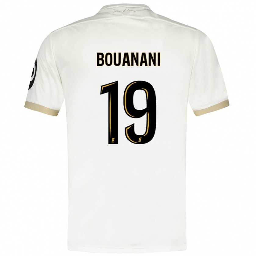 Kandiny Mujer Camiseta Badredine Bouanani #19 Blanco Dorado 2ª Equipación 2024/25 La Camisa