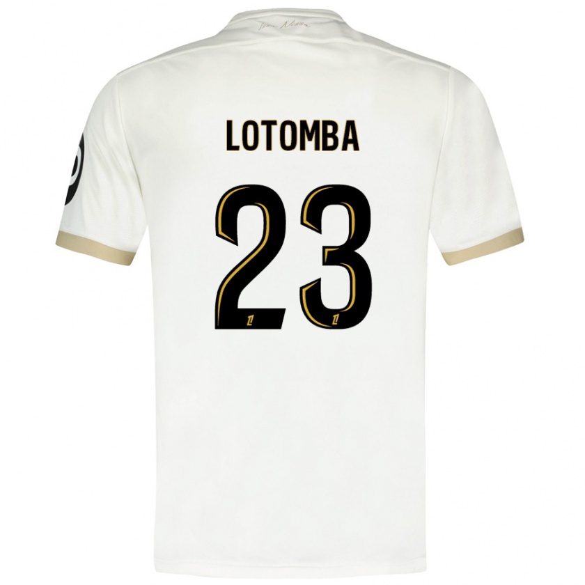 Kandiny Mujer Camiseta Jordan Lotomba #23 Blanco Dorado 2ª Equipación 2024/25 La Camisa