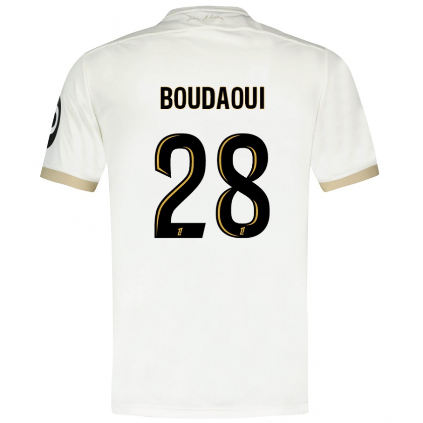 Kandiny Mujer Camiseta Hicham Boudaoui #28 Blanco Dorado 2ª Equipación 2024/25 La Camisa