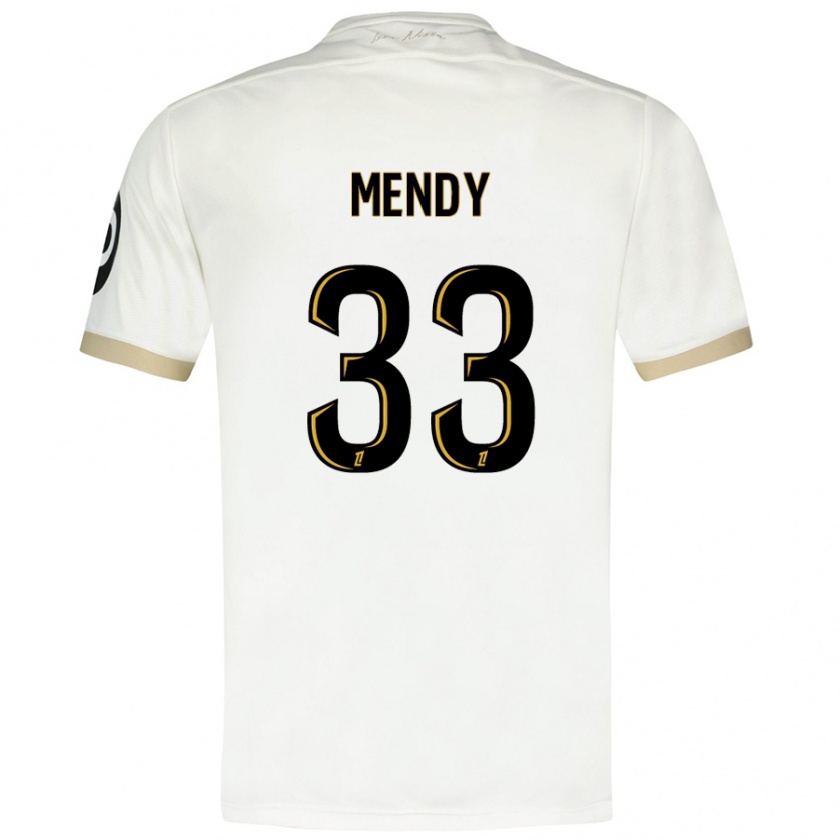 Kandiny Mujer Camiseta Antoine Mendy #33 Blanco Dorado 2ª Equipación 2024/25 La Camisa