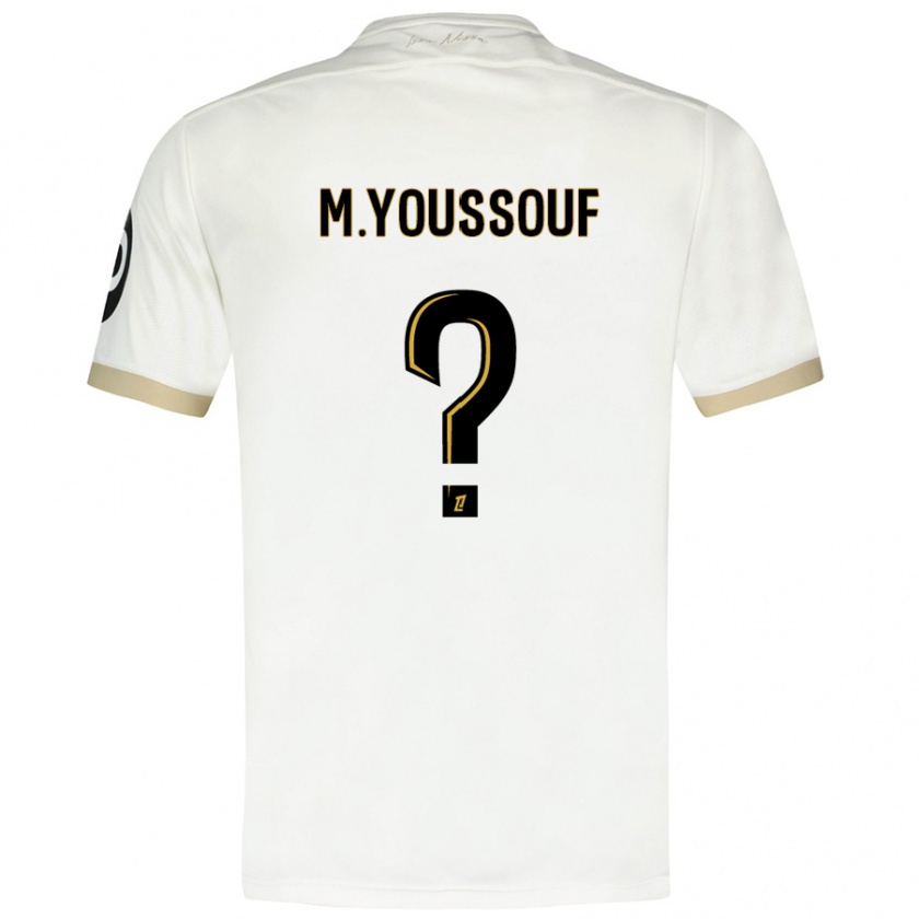 Kandiny Mujer Camiseta Mousslim Youssouf #0 Blanco Dorado 2ª Equipación 2024/25 La Camisa