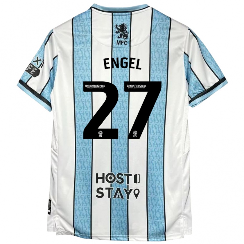 Kandiny Donna Maglia Lukas Engel #27 Bianco Blu Kit Gara Away 2024/25 Maglietta