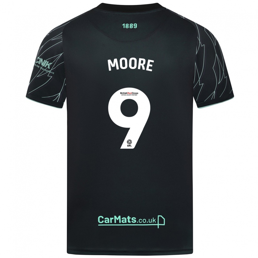 Kandiny Mujer Camiseta Kieffer Moore #9 Negro Verde 2ª Equipación 2024/25 La Camisa