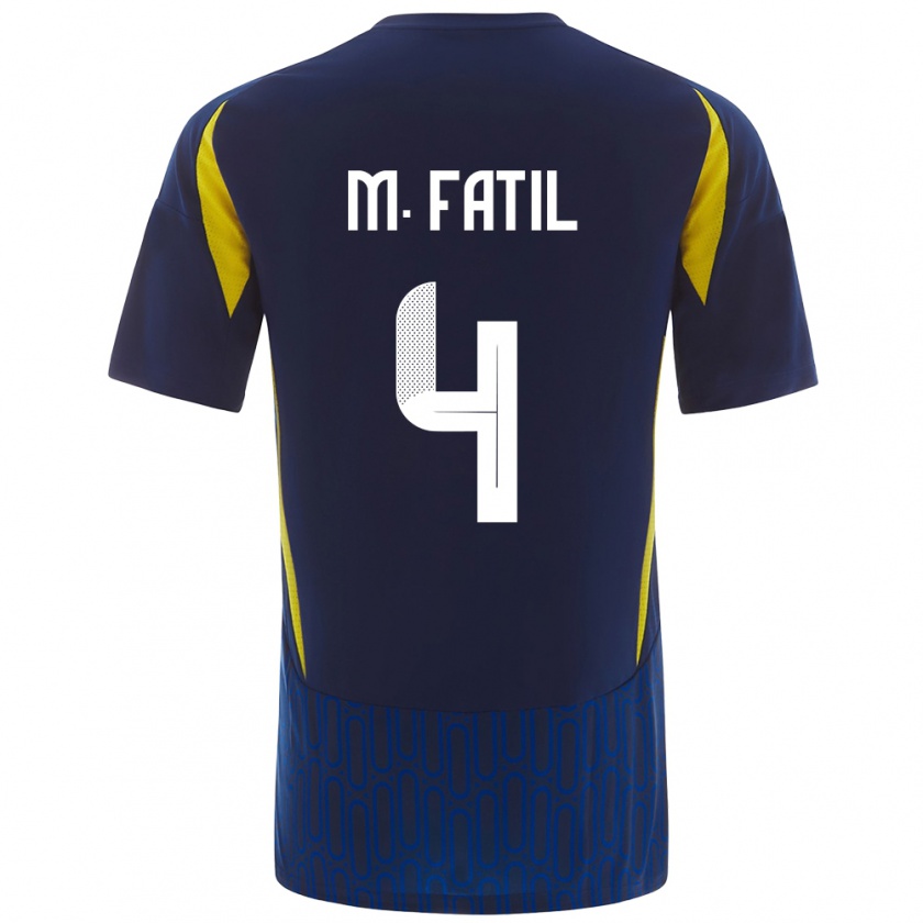 Kandiny Mujer Camiseta Mohammed Al-Fatil #4 Azul Amarillo 2ª Equipación 2024/25 La Camisa