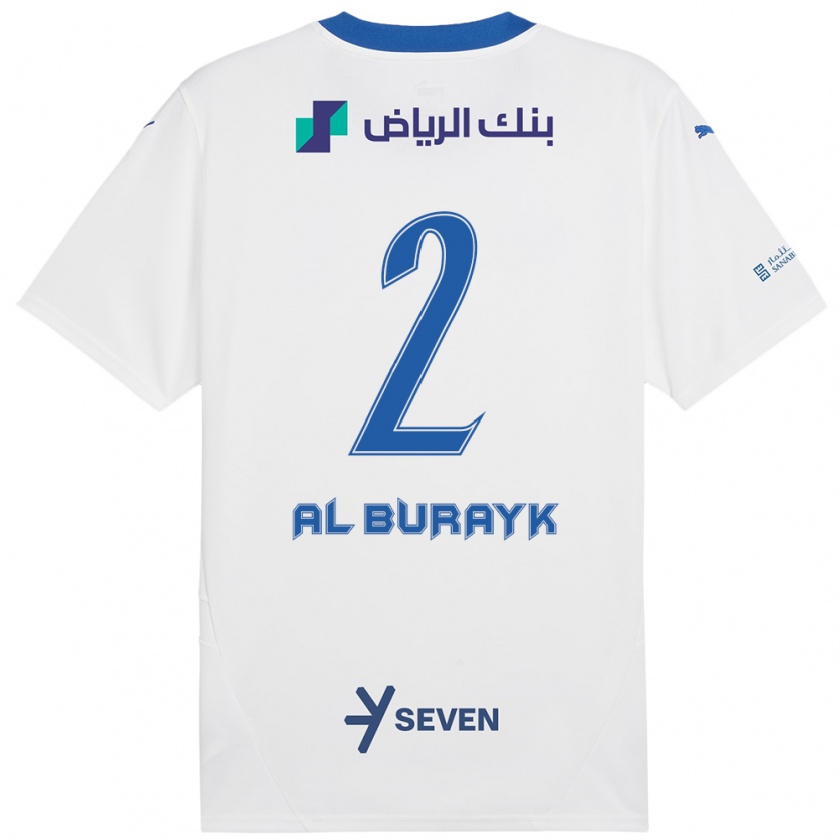 Kandiny Donna Maglia Mohammed Al-Burayk #2 Bianco Blu Kit Gara Away 2024/25 Maglietta