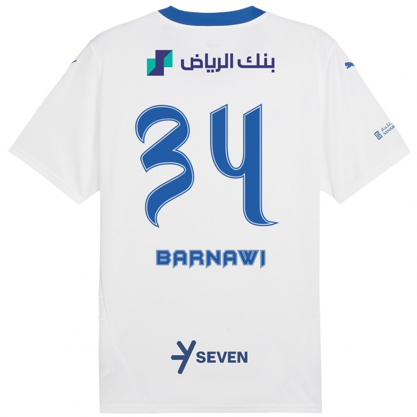 Kandiny Mujer Camiseta Saleh Barnawi #34 Blanco Azul 2ª Equipación 2024/25 La Camisa México