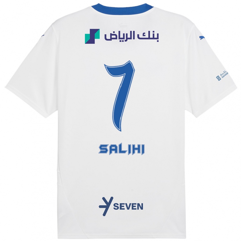 Kandiny Mujer Camiseta Shokhan Salihi #7 Blanco Azul 2ª Equipación 2024/25 La Camisa