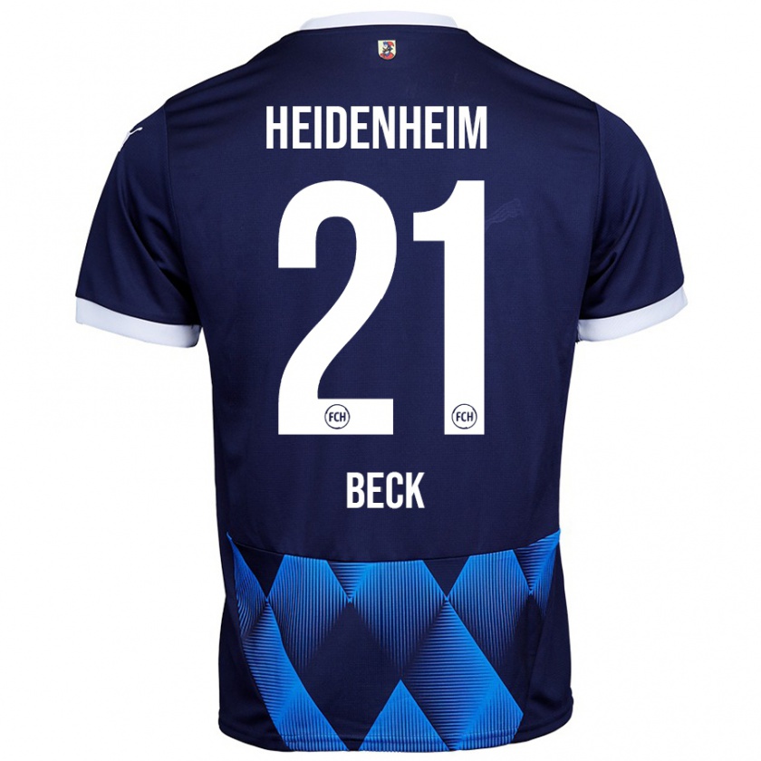 Kandiny Donna Maglia Adrian Beck #21 Blu Navy Scuro Kit Gara Away 2024/25 Maglietta