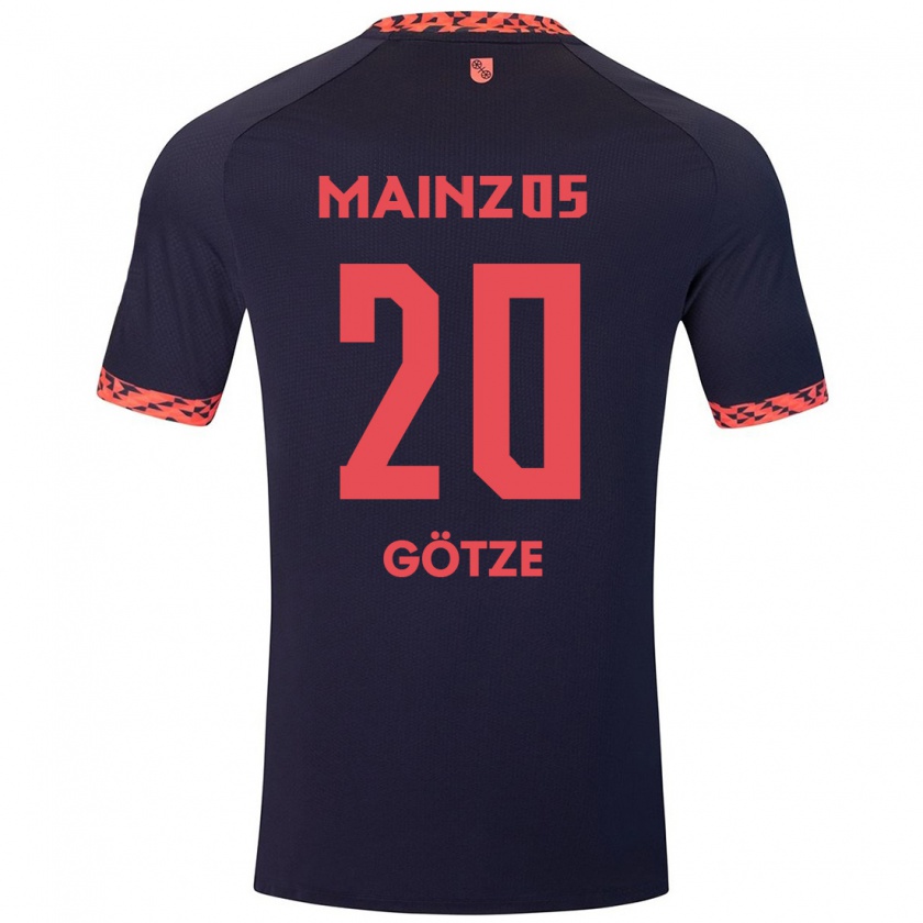 Kandiny Mujer Camiseta Justus Götze #20 Azul Coral Rojo 2ª Equipación 2024/25 La Camisa