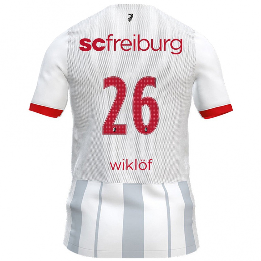 Kandiny Mujer Camiseta Oscar Wiklöf #26 Blanco Gris 2ª Equipación 2024/25 La Camisa