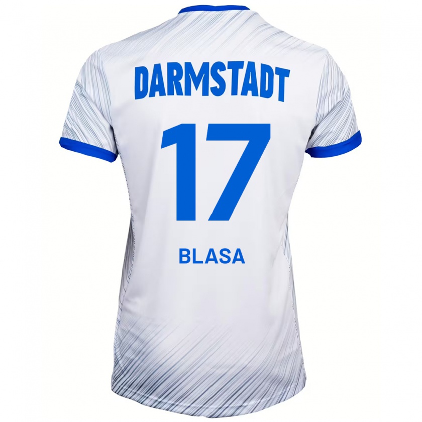 Kandiny Donna Maglia Keanu Blasa #17 Bianco Blu Kit Gara Away 2024/25 Maglietta