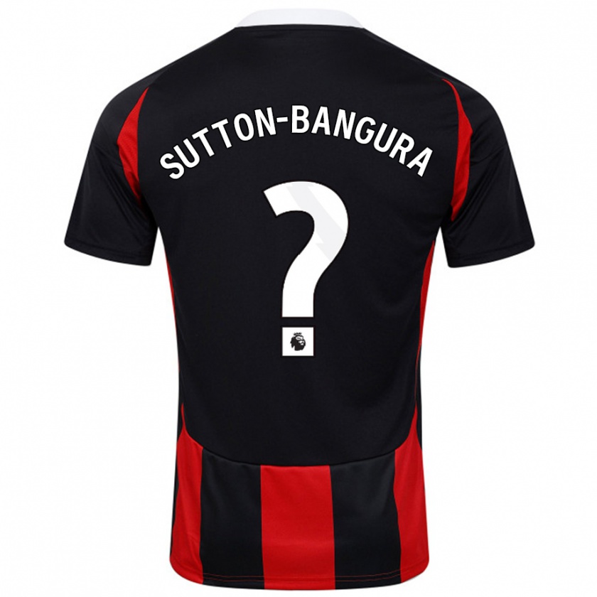 Kandiny Dames William Sutton-Bangura #0 Zwart Rood Uitshirt Uittenue 2024/25 T-Shirt België