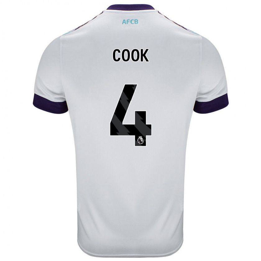 Kandiny Donna Maglia Lewis Cook #4 Bianco Verde Viola Kit Gara Away 2024/25 Maglietta