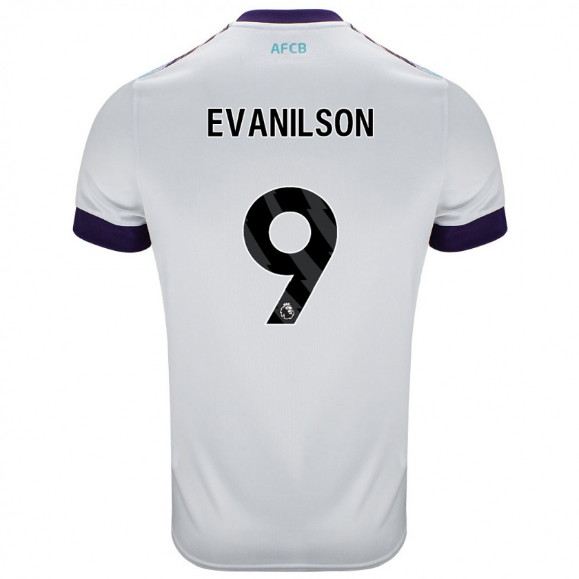 Kandiny Donna Maglia Evanilson #9 Bianco Verde Viola Kit Gara Away 2024/25 Maglietta