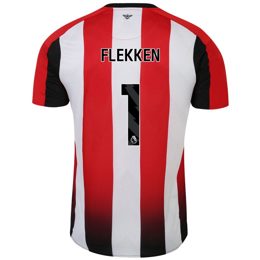 Kandiny Niño Camiseta Mark Flekken #1 Rojo Blanco 1ª Equipación 2024/25 La Camisa