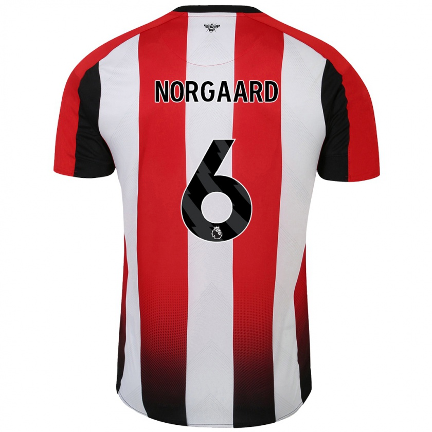 Kandiny Niño Camiseta Christian Nørgaard #6 Rojo Blanco 1ª Equipación 2024/25 La Camisa México