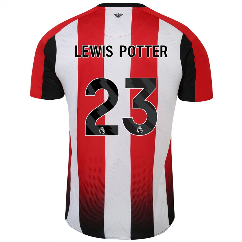 Kandiny Niño Camiseta Keane Lewis-Potter #23 Rojo Blanco 1ª Equipación 2024/25 La Camisa