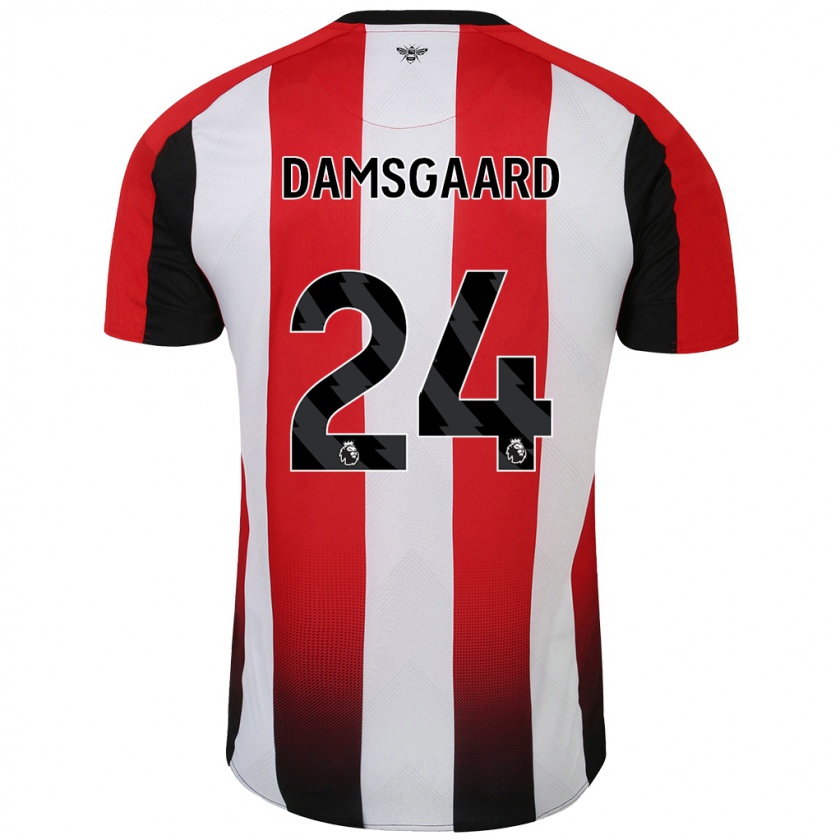 Kandiny Niño Camiseta Mikkel Damsgaard #24 Rojo Blanco 1ª Equipación 2024/25 La Camisa