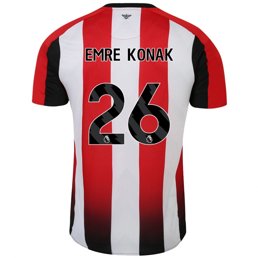 Kandiny Bambino Maglia Yunus Emre Konak #26 Rosso Bianco Kit Gara Home 2024/25 Maglietta