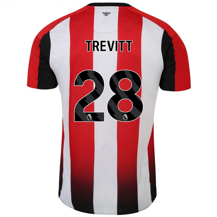 Kandiny Niño Camiseta Ryan Trevitt #28 Rojo Blanco 1ª Equipación 2024/25 La Camisa