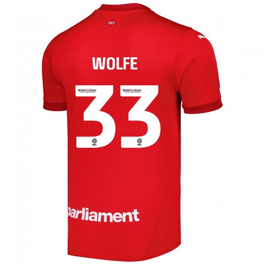 Kandiny Bambino Maglia Matty Wolfe #33 Rosso Kit Gara Home 2024/25 Maglietta