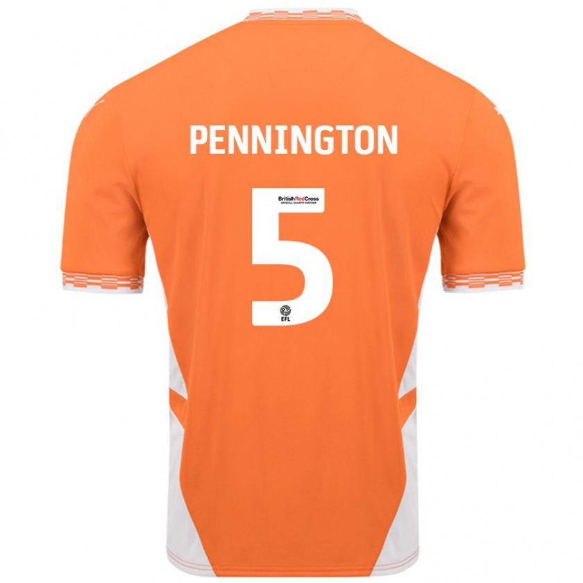 Kandiny Niño Camiseta Matthew Pennington #5 Naranja Blanco 1ª Equipación 2024/25 La Camisa