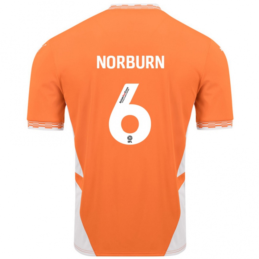 Kandiny Bambino Maglia Oliver Norburn #6 Arancione Bianco Kit Gara Home 2024/25 Maglietta