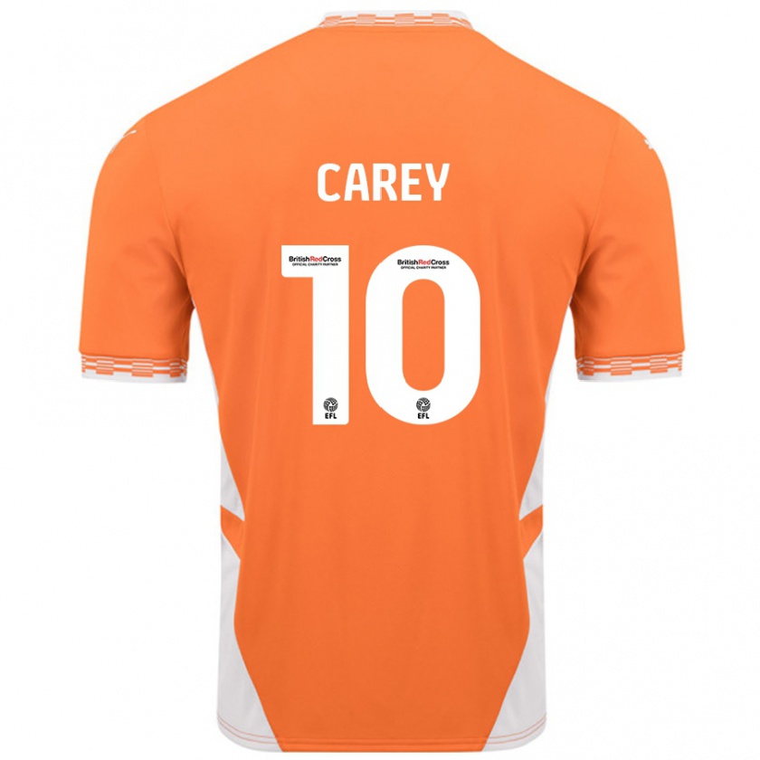 Kandiny Kinderen Sonny Carey #10 Oranje Wit Thuisshirt Thuistenue 2024/25 T-Shirt België