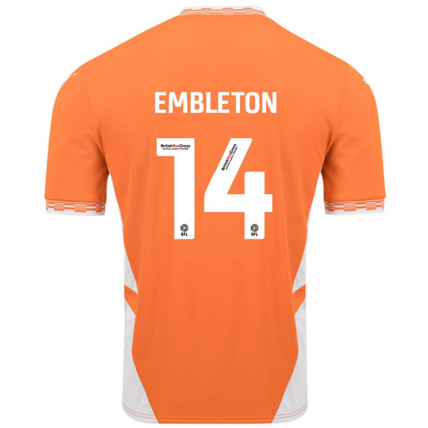 Kandiny Kinderen Elliot Embleton #14 Oranje Wit Thuisshirt Thuistenue 2024/25 T-Shirt België