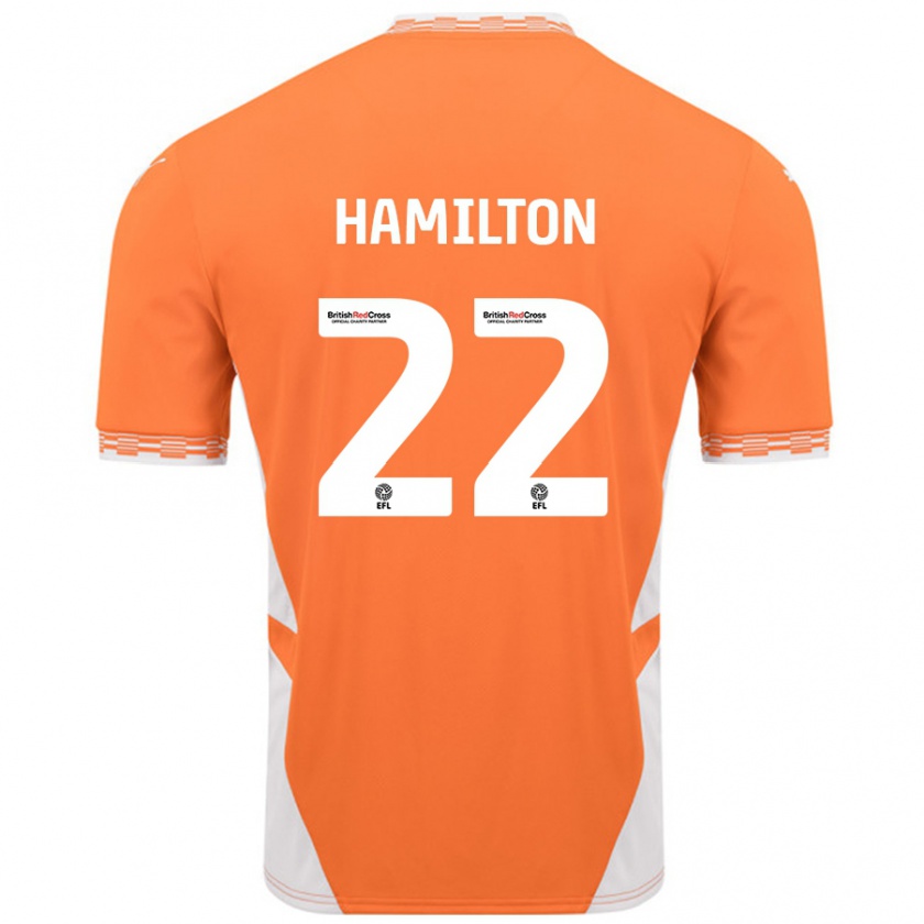 Kandiny Barn Cj Hamilton #22 Orange Vit Hemmatröja Matchtröjor 2024/25 Tröjor T-Tröja