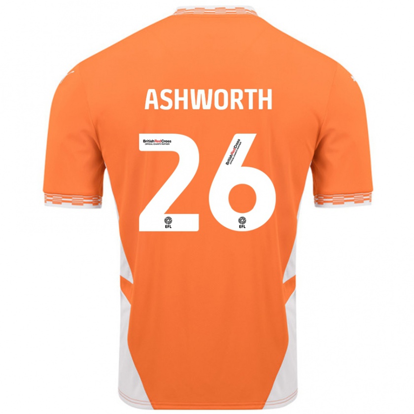 Kandiny Niño Camiseta Zac Ashworth #26 Naranja Blanco 1ª Equipación 2024/25 La Camisa