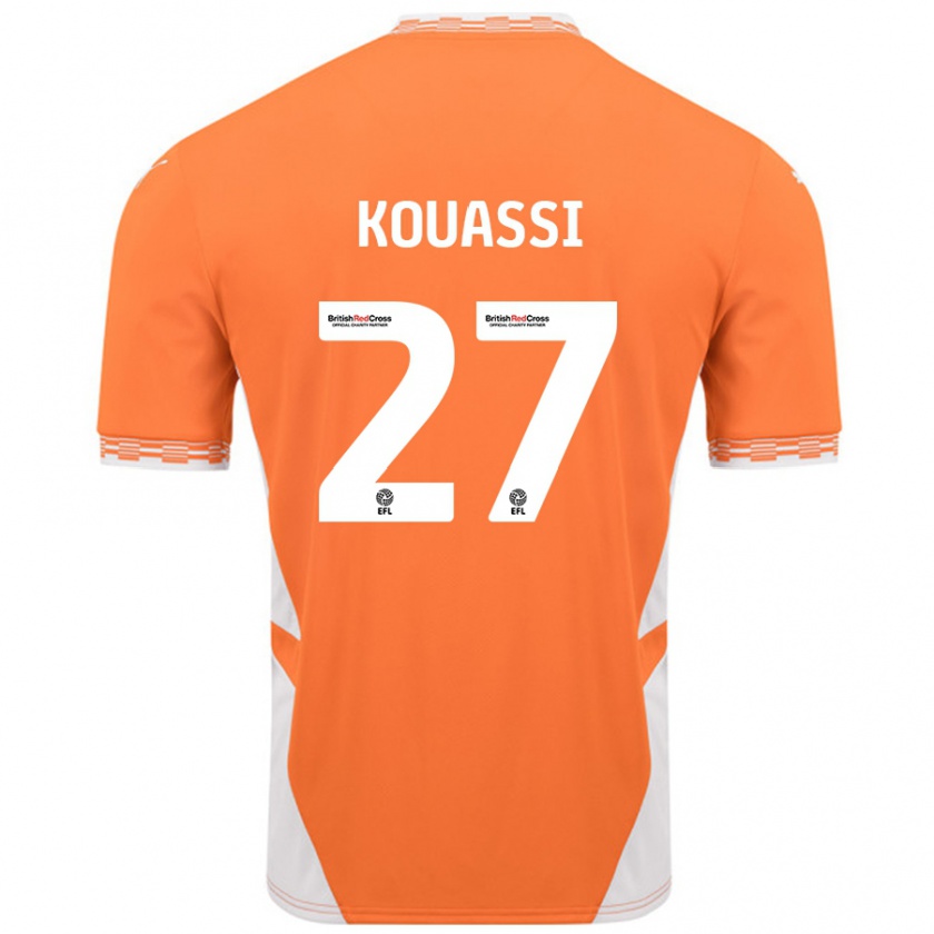 Kandiny Bambino Maglia Kylian Kouassi #27 Arancione Bianco Kit Gara Home 2024/25 Maglietta