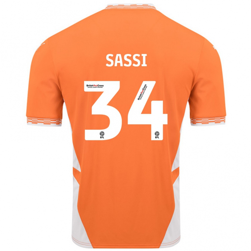 Kandiny Niño Camiseta Dan Sassi #34 Naranja Blanco 1ª Equipación 2024/25 La Camisa