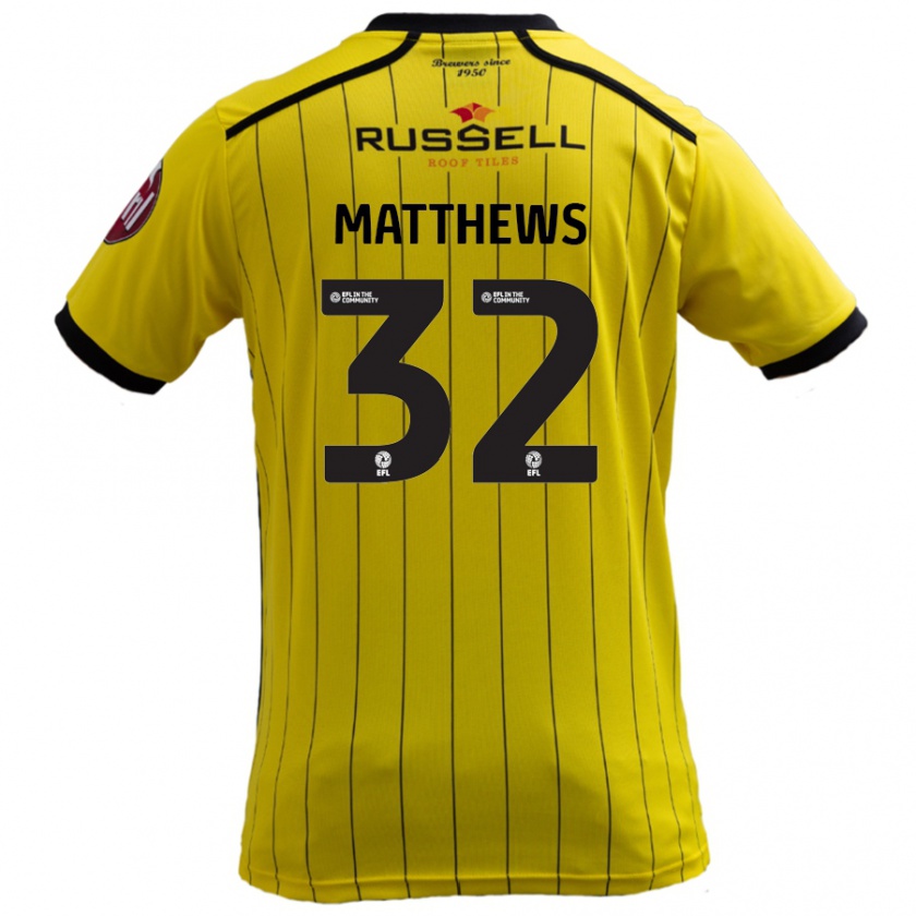 KandinyキッズDaniel Matthews#32黄ホームシャツ2024/25ジャージーユニフォーム