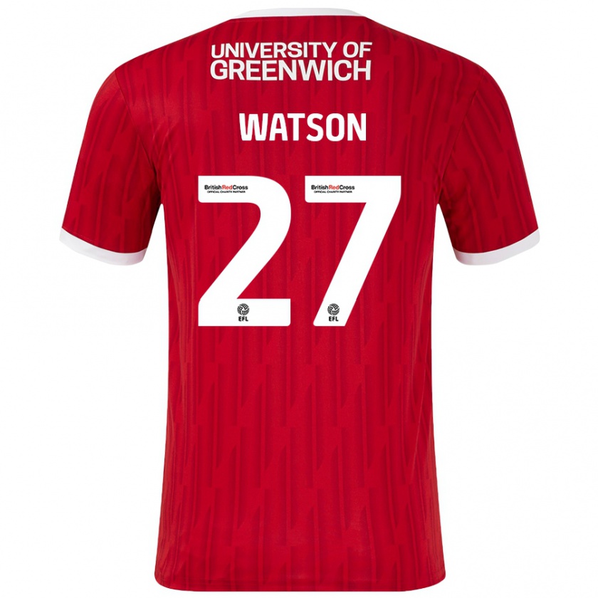 Kandiny Niño Camiseta Tennai Watson #27 Rojo Blanco 1ª Equipación 2024/25 La Camisa México