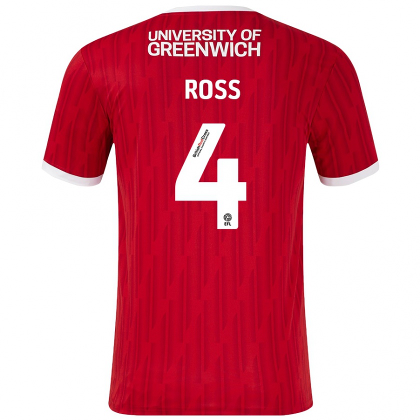 Kandiny Bambino Maglia Mia Ross #4 Rosso Bianco Kit Gara Home 2024/25 Maglietta