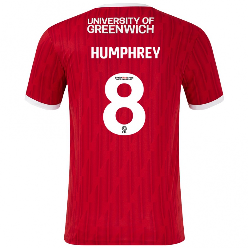 Kandiny Kinderen Carla Humphrey #8 Rood Wit Thuisshirt Thuistenue 2024/25 T-Shirt België