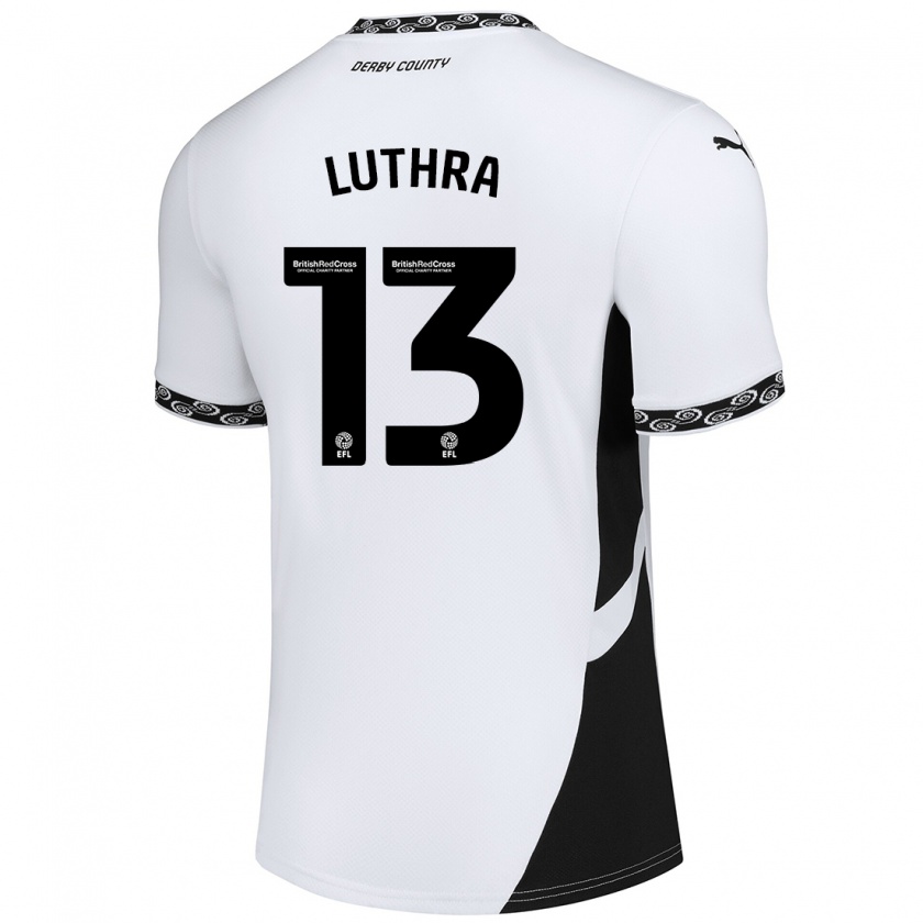 Kandiny Niño Camiseta Rohan Luthra #13 Blanco Negro 1ª Equipación 2024/25 La Camisa