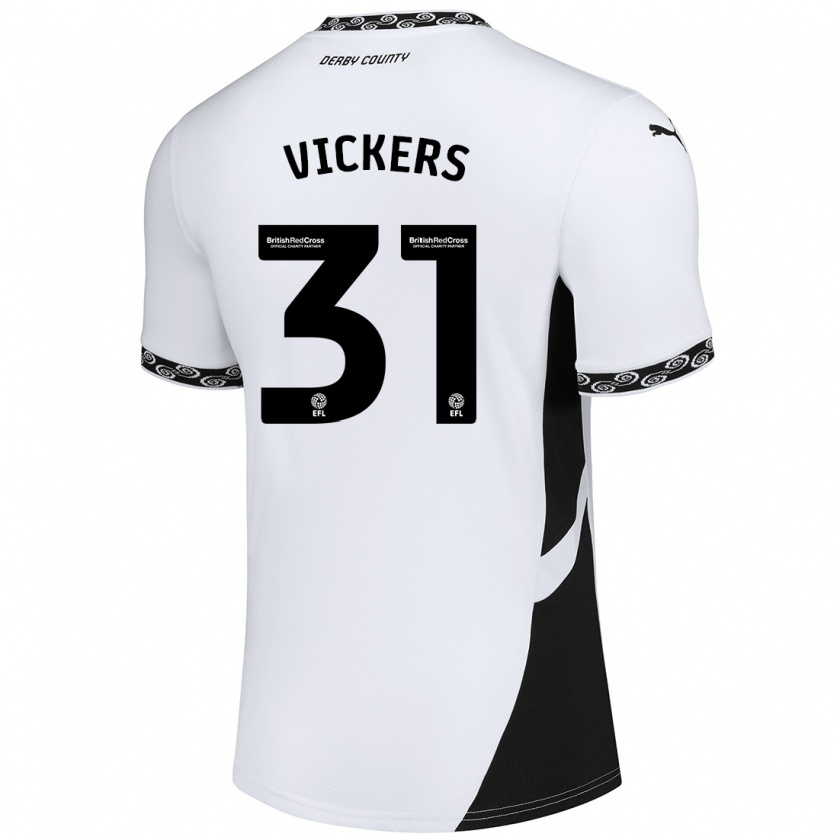 Kandiny Niño Camiseta Josh Vickers #31 Blanco Negro 1ª Equipación 2024/25 La Camisa