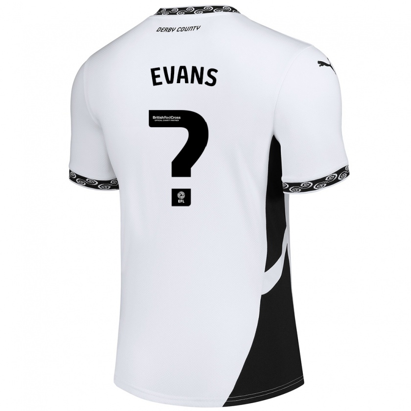 Kandiny Niño Camiseta Harry Evans #0 Blanco Negro 1ª Equipación 2024/25 La Camisa