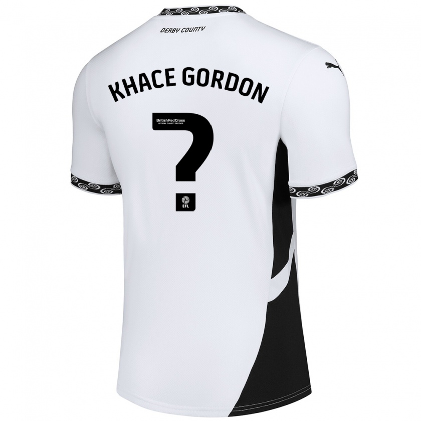 Kandiny Niño Camiseta Khace Gordon #0 Blanco Negro 1ª Equipación 2024/25 La Camisa