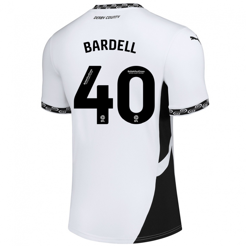 Kandiny Niño Camiseta Max Bardell #40 Blanco Negro 1ª Equipación 2024/25 La Camisa