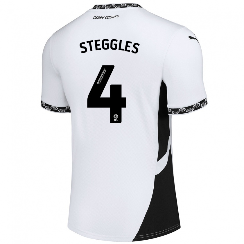 KandinyキッズCharlotte Steggles#4白 黒ホームシャツ2024/25ジャージーユニフォーム