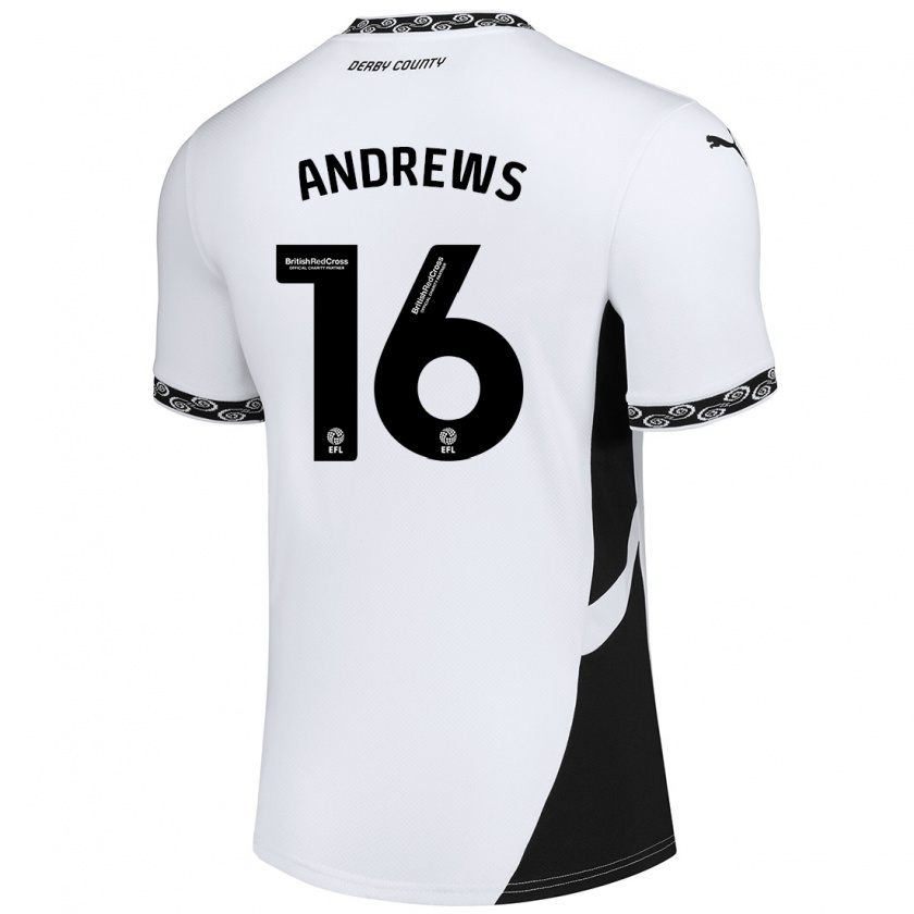 Kandiny Bambino Maglia Marli Rhodes-Andrews #16 Bianco Nero Kit Gara Home 2024/25 Maglietta