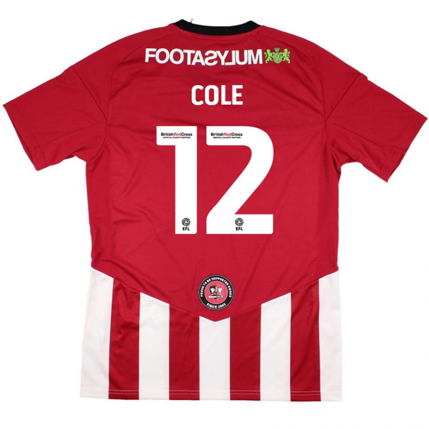 Kandiny Niño Camiseta Reece Cole #12 Rojo Blanco 1ª Equipación 2024/25 La Camisa México