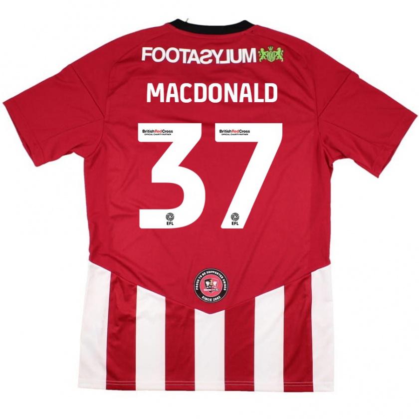 Kandiny Niño Camiseta Shaun Macdonald #37 Rojo Blanco 1ª Equipación 2024/25 La Camisa