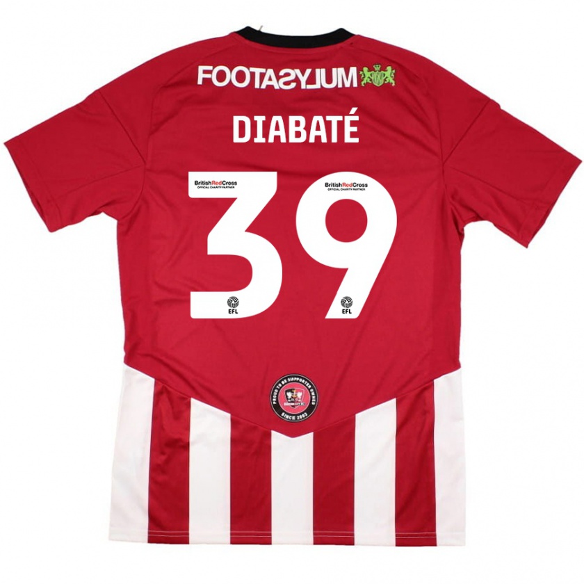 Kandiny Niño Camiseta Cheick Diabaté #39 Rojo Blanco 1ª Equipación 2024/25 La Camisa México