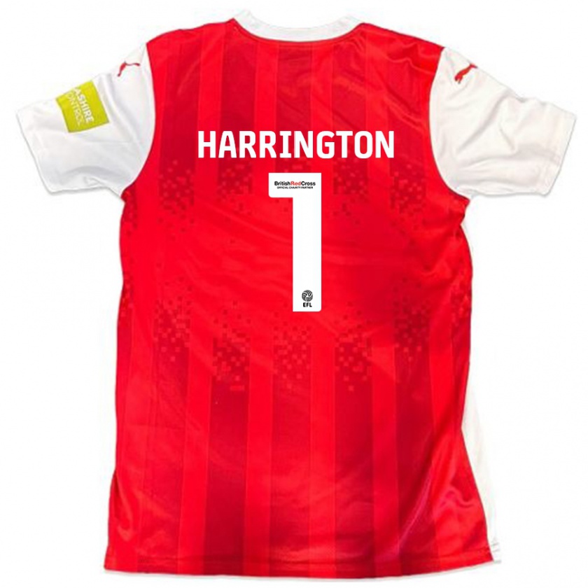 Kandiny Niño Camiseta David Harrington #1 Rojo Blanco 1ª Equipación 2024/25 La Camisa